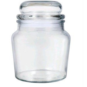 Multipurpose Clear Glass Jars With Airtight Ribbed Accents Lids 20 oz. NEW!